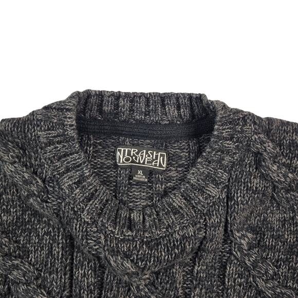 Mens Vintage Trash Nouveau Sweater Size XL Cableknit Crewneck - Picture 6 of 6